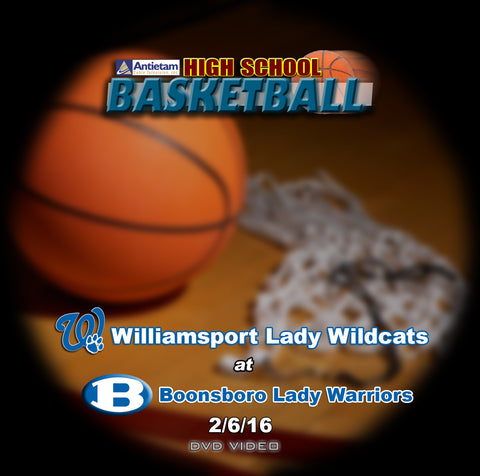 2016 High School Basketball-Williamsport at Boonsboro- DVD (Girls)