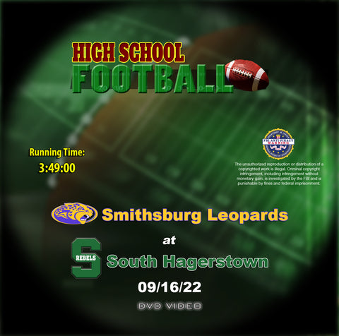 2022 High School Football Smithsburg at South DVD
