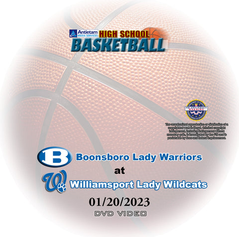 2023 High School Basketball Boonsboro at Williamsport Girls DVD