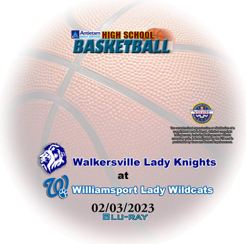 2023 High School Basketball Walkersville at Williamsport Girls Blu-ray