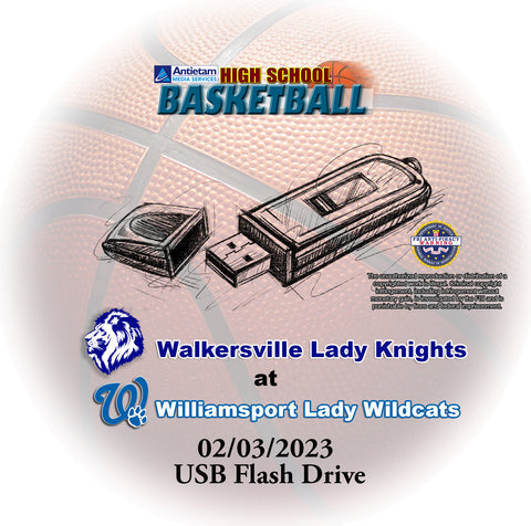 2023 High School Basketball Walkersville at Williamsport Girls USB Drive